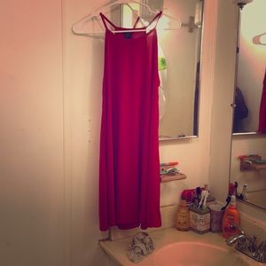 Red high top spaghetti strap dress